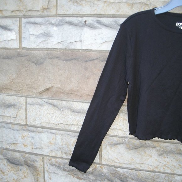 Bongo Black Cropped Long Sleeve Cat Shirt Size LG Junior - Picture 6 of 12